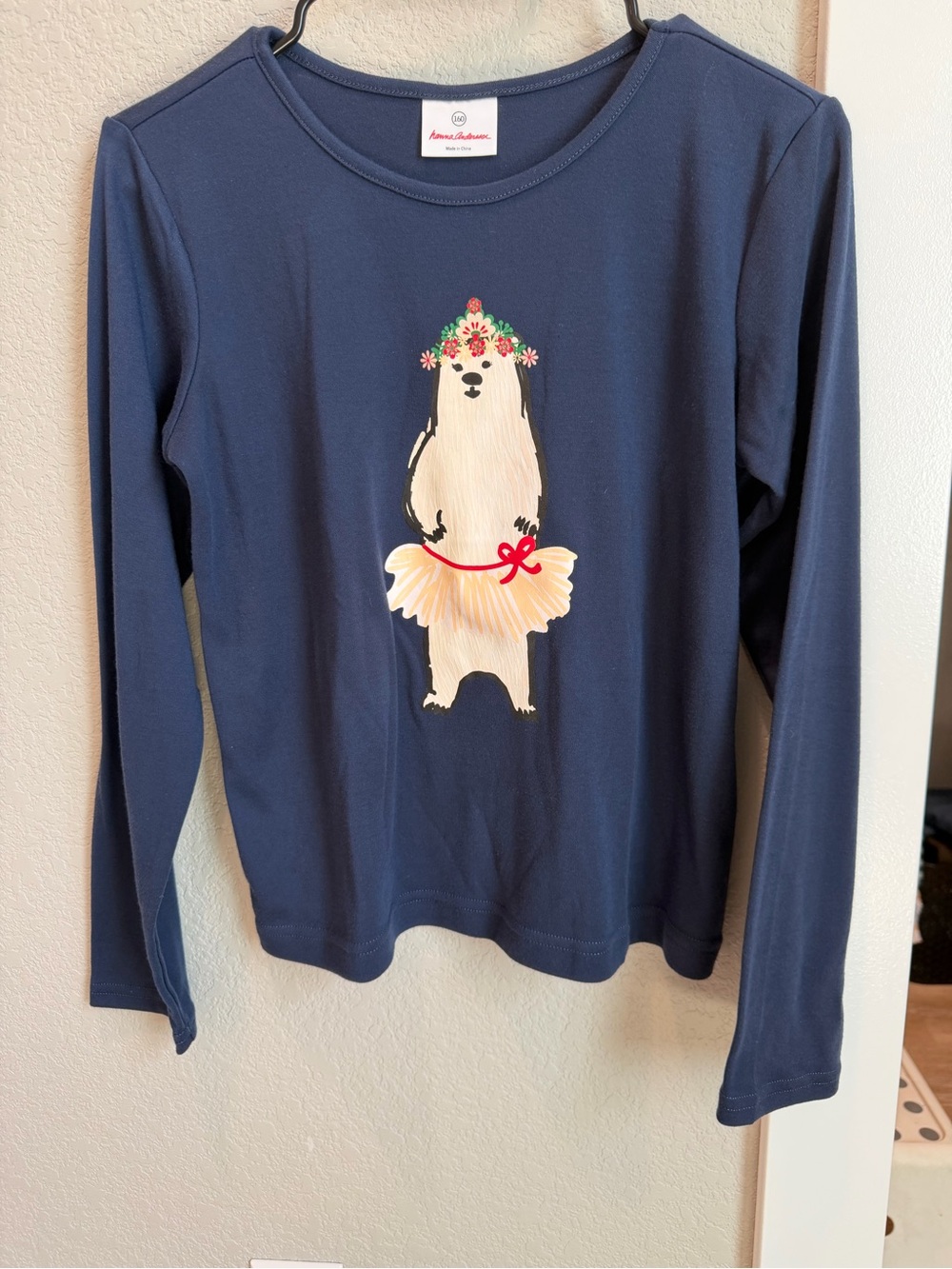 Hanna Andersson Navy Bear Floral Tutu Long-Sleeve Tee
